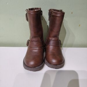 Carter's Toddler Girl Brown Tall Boots Buckles Size 4 Baby Walker Shoes Fall